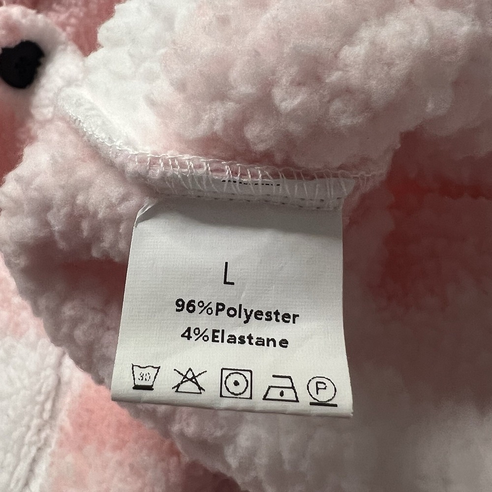 Women's Plush Shacket Size Large Pink White Cozy Loungewear Jacket‎ - Picture 4 of 6